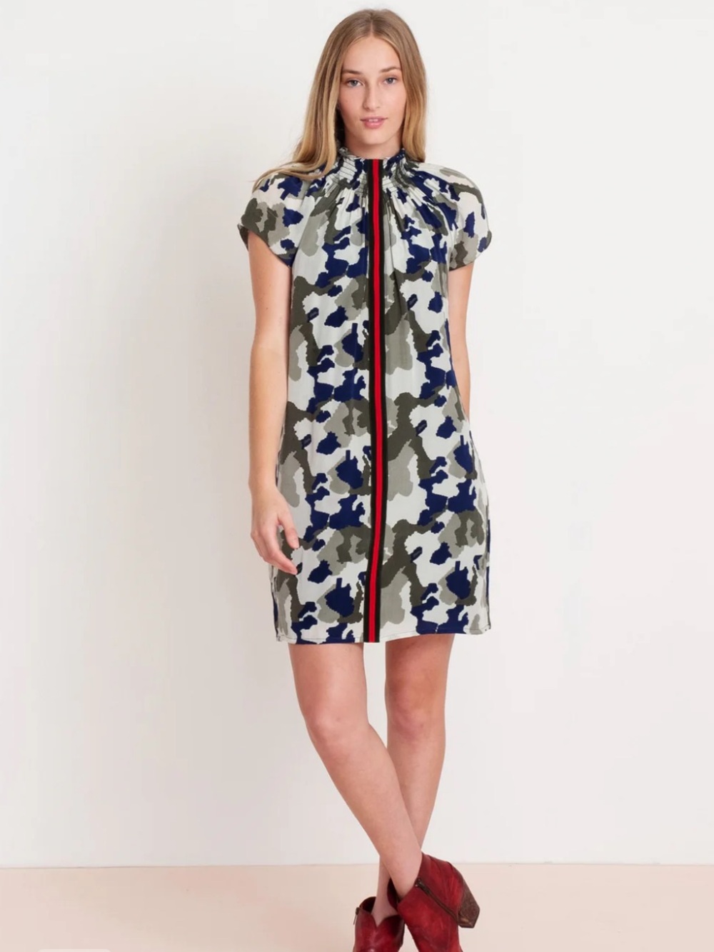 Rungolee Brooklyn Silk Dress in Green Camo size XS